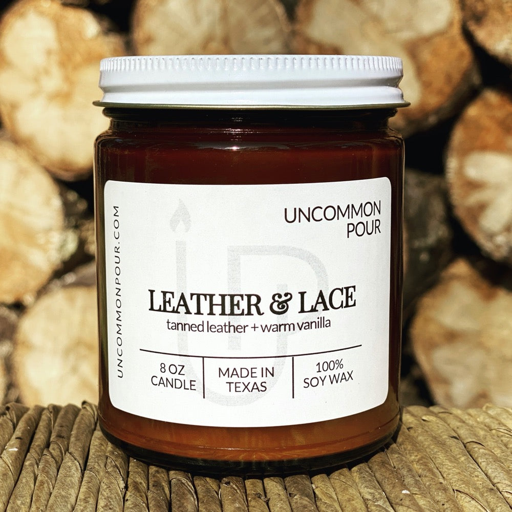  Luxury Genuine Leather and Lace Scented Candle